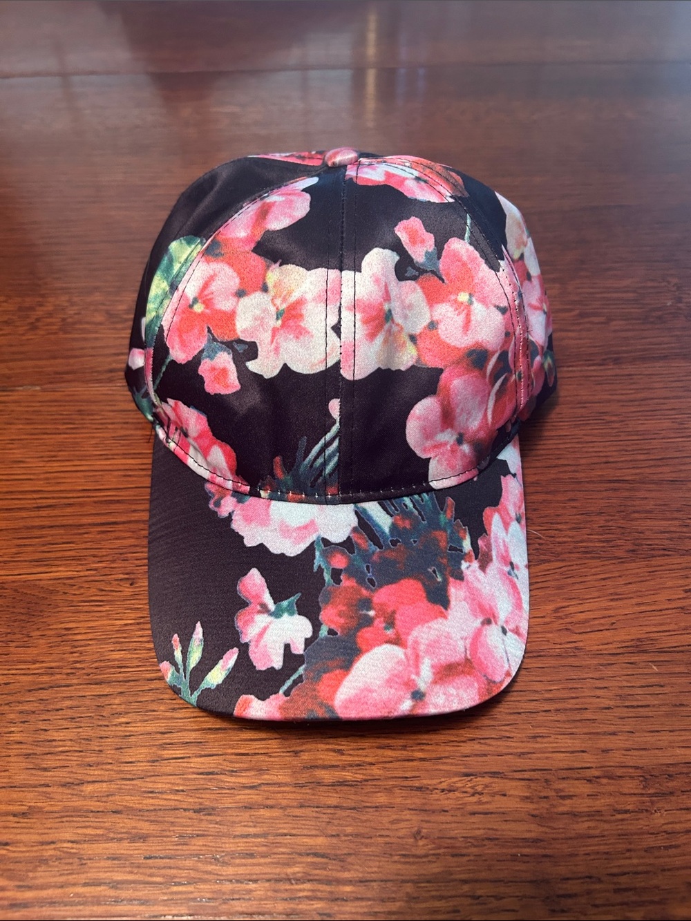 Nannette Floral Baseball Cap - Pink on Black